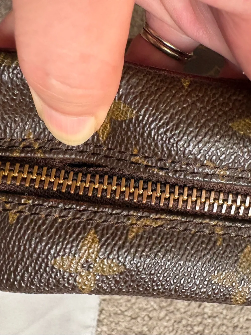Authentic Louis Vuitton Compiegne 28 Monogram Canvas Brown clutch